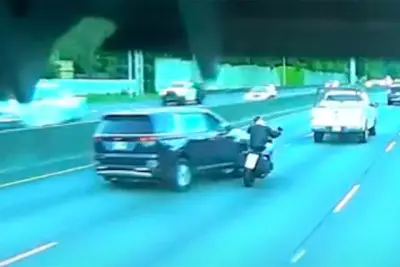 Minivan Driver Rams Motorcycle in Road Rage Attack — Shocking Crash Caught on Camera