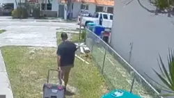 Man seen on surveillance video stealing toolbox from backyard of Miami home
