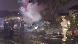 Small civilian jet crashes in Murphy Canyon, setting homes and cars on fire