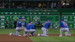 The 20-year-old man who fell to warning track at a Pirates game takes his first steps since accident