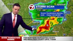 Severe thunderstorm warning for northern Worcester and Middlesex counties